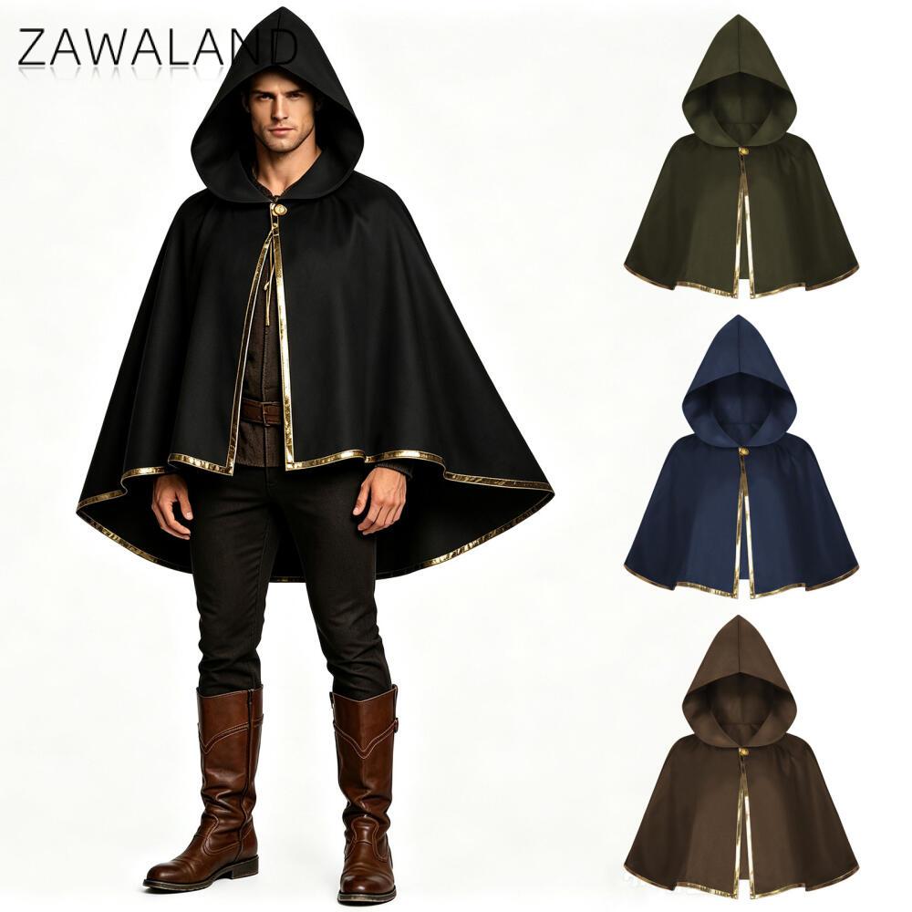 Medieval Men'S Accessories - Cape à capuche médiévale avec bordure