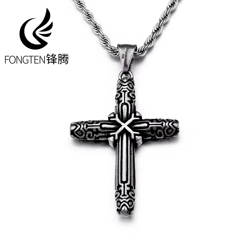 Men Accessories Singapore - Fongten – collier pendentif croix rétro