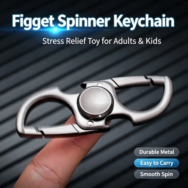 Keychain Multi Tool - Mousqueton en métal avec spinner anti-stress,