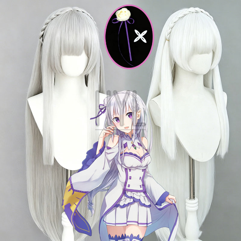 Men Accessories Silver - Perruque de Cosplay Anime Re:Zero Emilia,