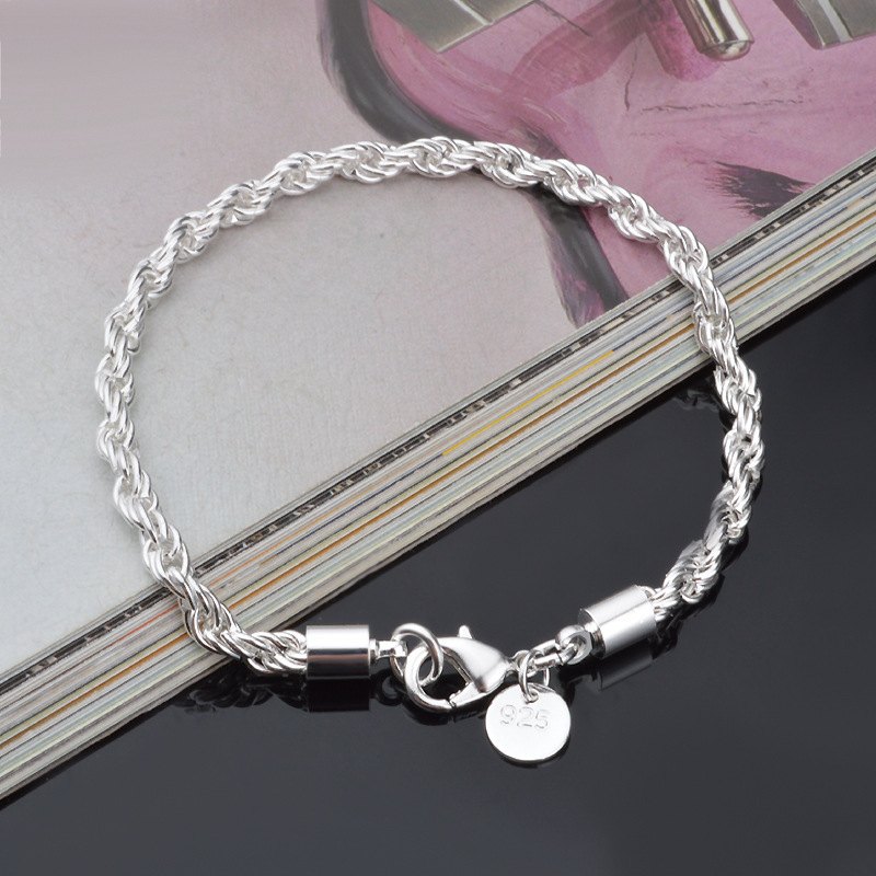 Men Accessories Singapore - Bracelet en corde torsadée plaqué argent