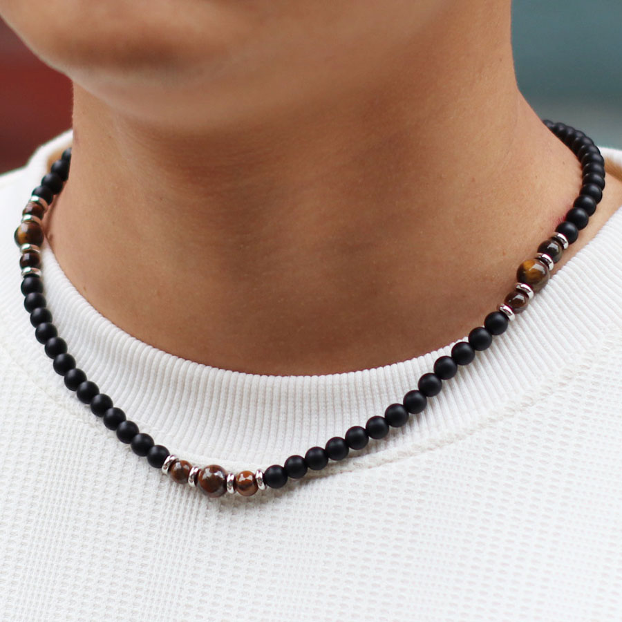 Collier en pierre d'onyx natur - Men'S Accessories Premium avis et prix